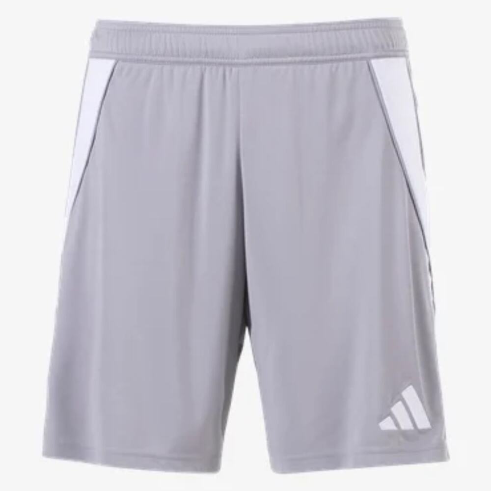 ADIDAS Women’s Gray Soccer Shorts | White 3-Stripe | Athletic Fit NEW